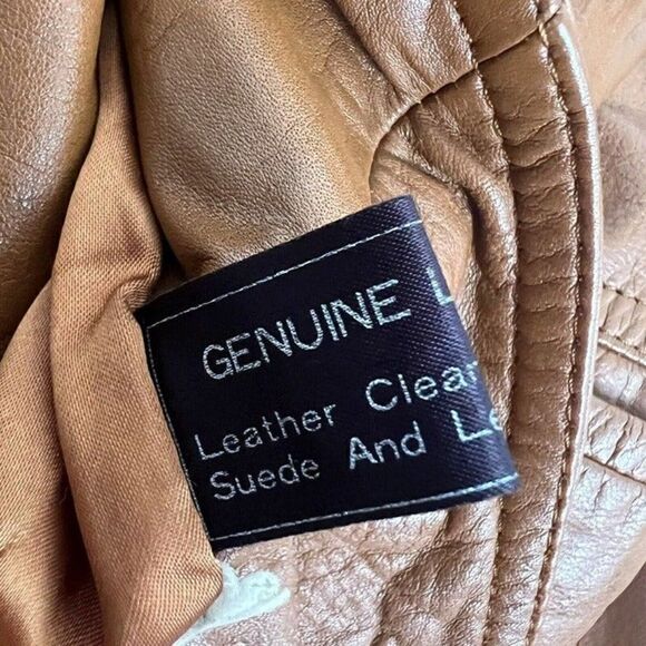 Vintage 70s Pampas Orange/Brown Leather Jacket Size 40 Button Up Mens Duster - Picture 10 of 12